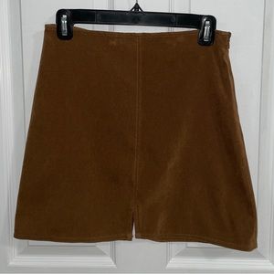 Brown suede mini skirt